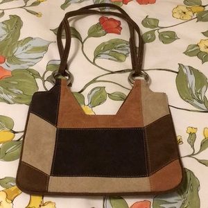 Small patchwork suede handbag